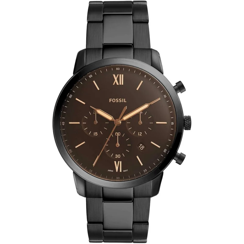 Fossil Neutra 44mm Chronograph Black Dial Steel Mens Quartz Watch FS5525