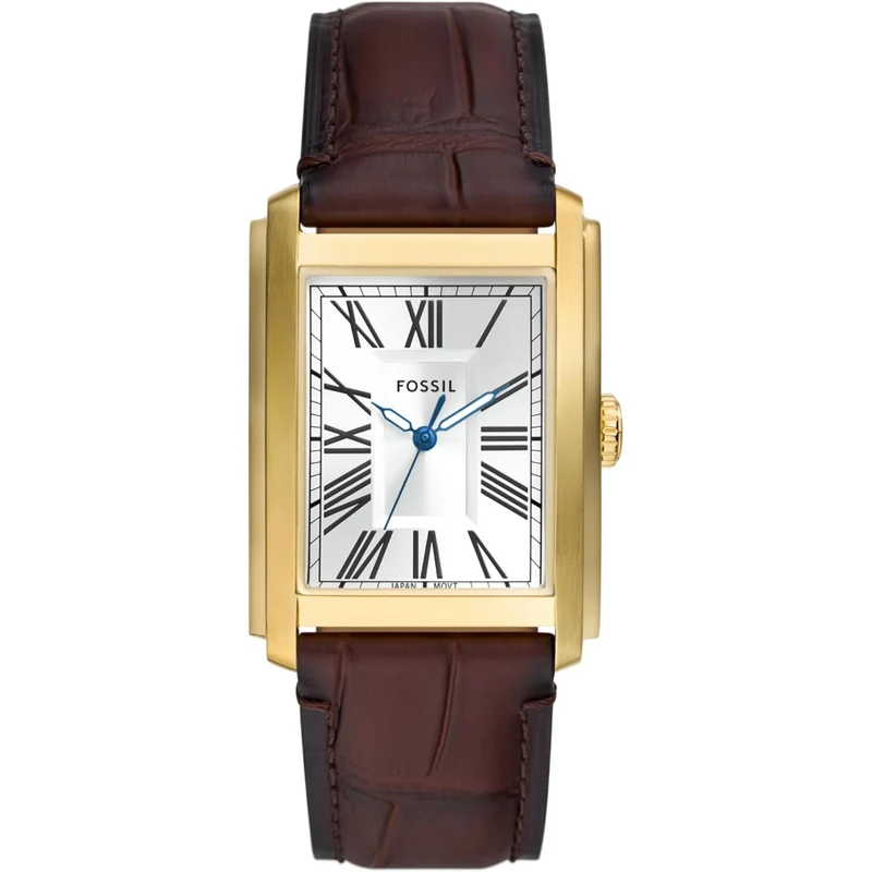 Fossil Carraway 30mm Silver Dial Leather Mens Quartz Watch FS6011