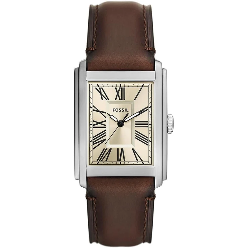 Fossil Carraway 30mm Cream Dial Leather Quartz Watch FS6012