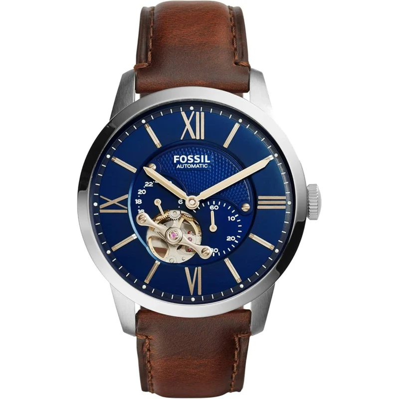 Fossil Townsman 44mm Blue Dial Leather Mens Automatic Watch ME3110