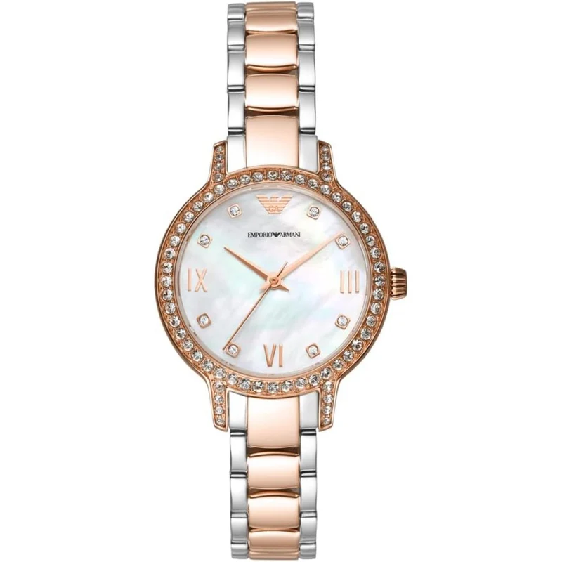 Emporio Armani Cleo 32mm White Mother of Pearl Dial Steel Ladies Quartz Watch AR11499
