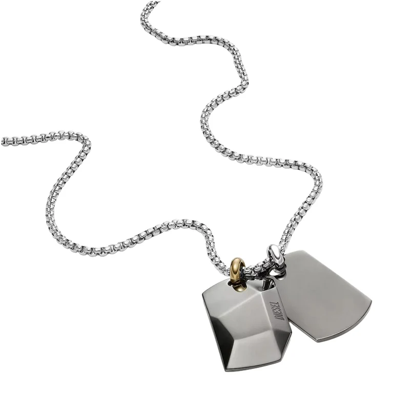 Diesel Stainless Steel Double Dog Tag Men's Necklace DX1143040