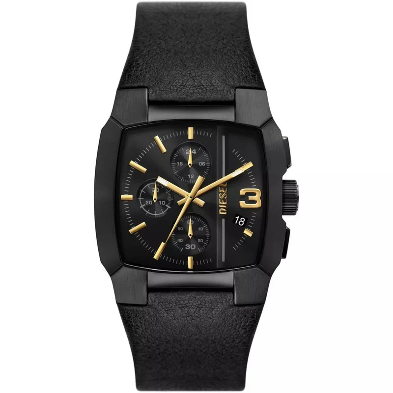 Diesel Cliffhanger 40mm Chronograph Black Dial Leather Mens Quartz Watch DZ4645