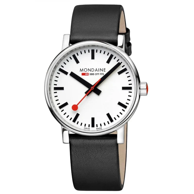 Mondaine Evo2 40mm White Dial Leather Quartz Watch MSE.40110.LBV