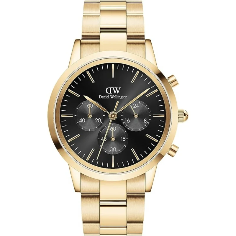 Daniel Wellington Iconic 42mm Chronograph Black Dial Steel Mens Quartz Watch DW00100641
