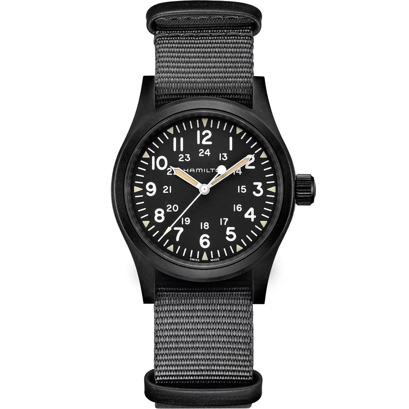 Hamilton Khaki Field 38mm Black Dial NATO Mens Mechanical Watch H69409930