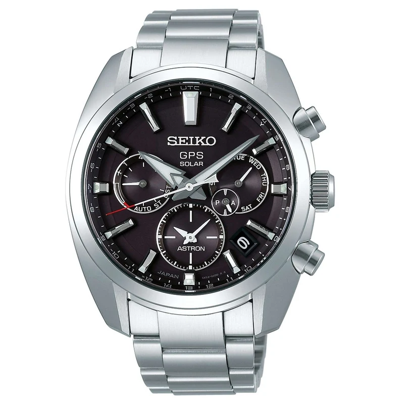 Seiko Astron Quartz Black Dial Stainless Steel Bracelet GPS Solar Satellite Men's Watch SSH021J1