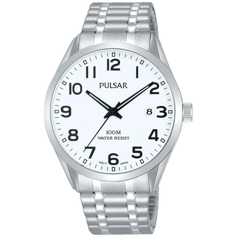 Pulsar Classic Quartz White Dial Silver Stainless Steel Bracelet Men's Watch PS9559X1