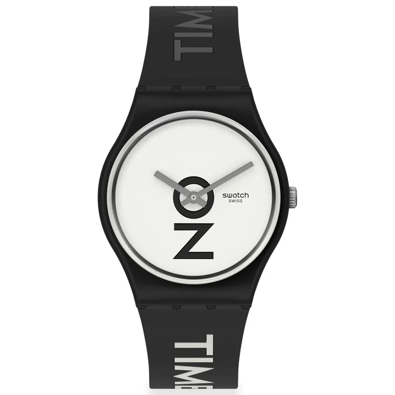 Swatch Always There Quartz White Dial Black Silicone Strap Watch GB328