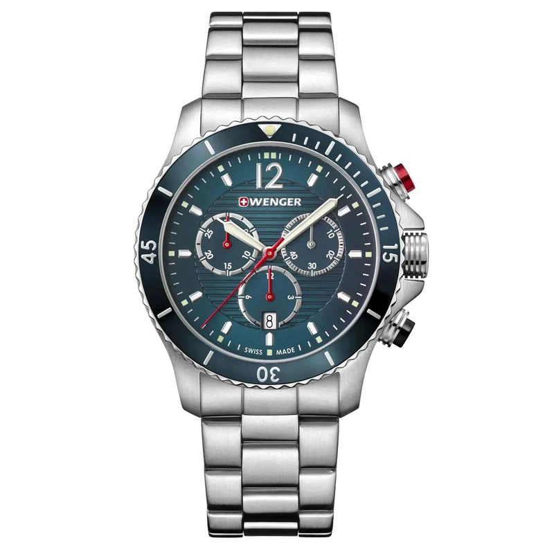 Wenger Seaforce Chronograph Quartz Blue Dial Stainless Steel Bracelet 01.0643.115