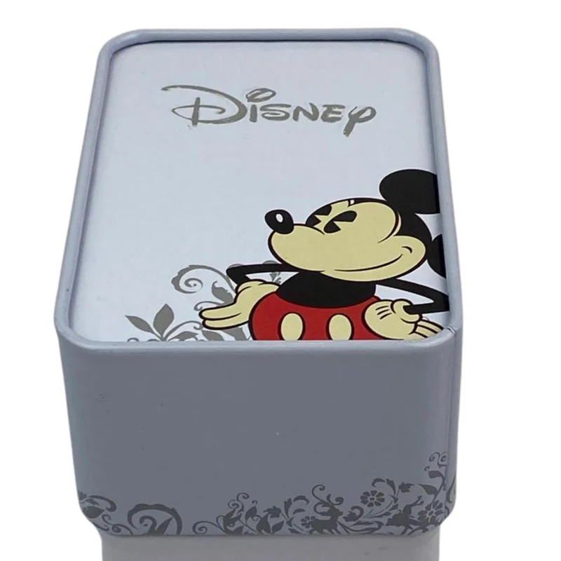Disney Mickey Mouse Quartz Silver Dial White Leather Strap Kids Watch