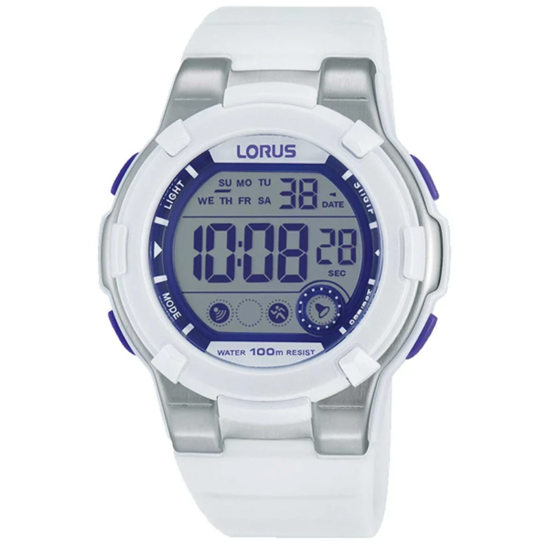 Lorus Sports White Rubber Strap Digital Watch R2359KX9