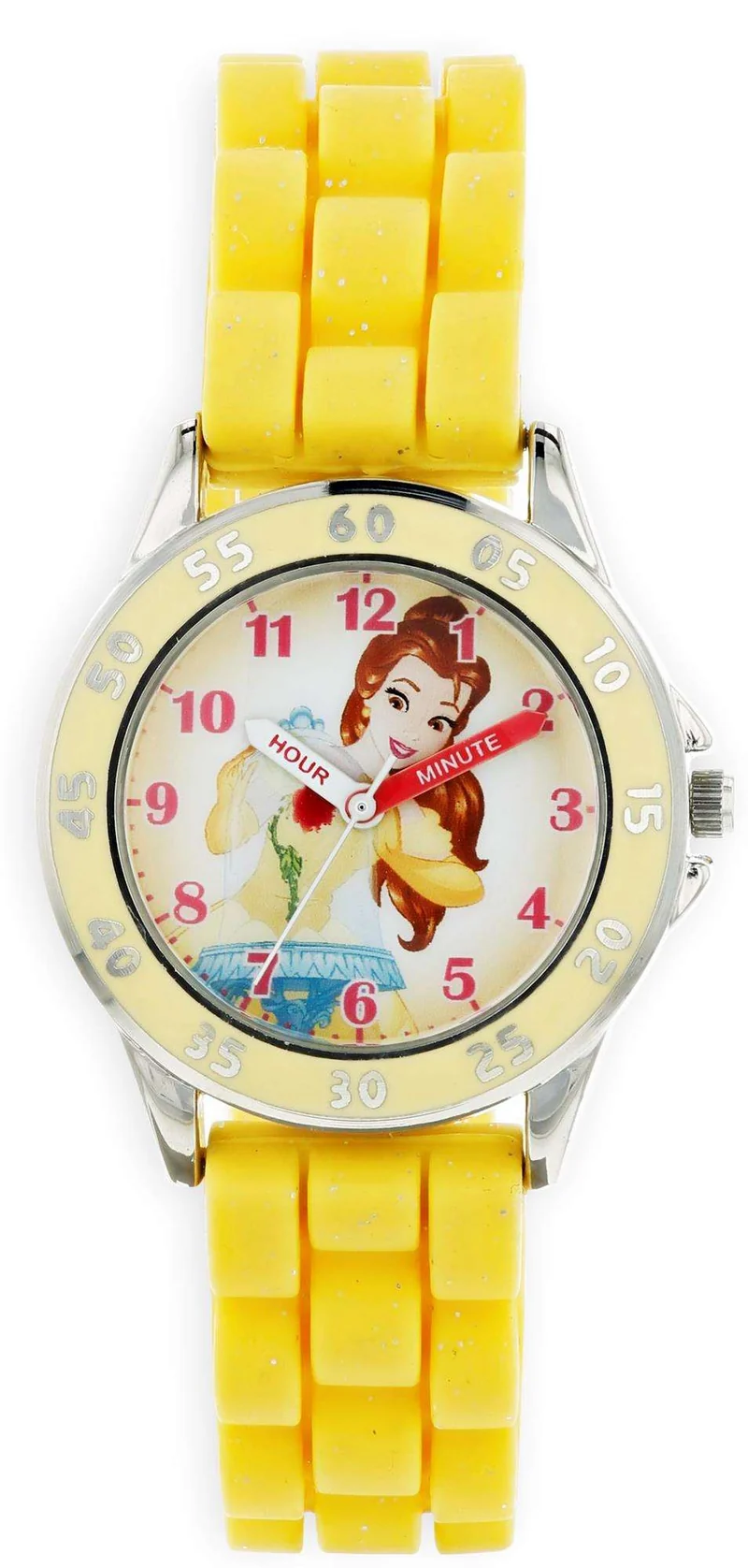 Disney Princess Belle Quartz Yellow Rubber White Dial Girls Watch