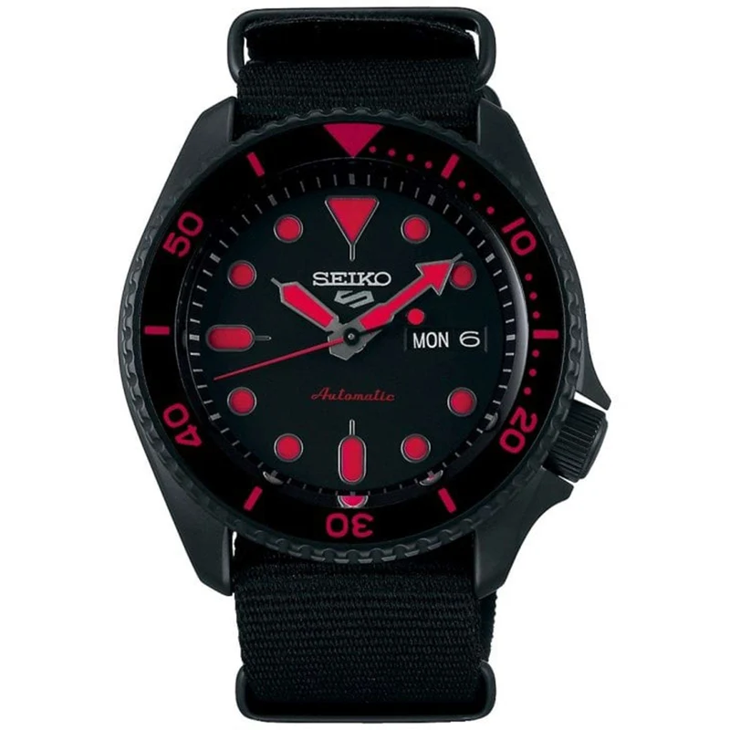 Seiko 5 Sports Black Dial Black Nylon Strap Automatic Men's Watch SRPD83K1