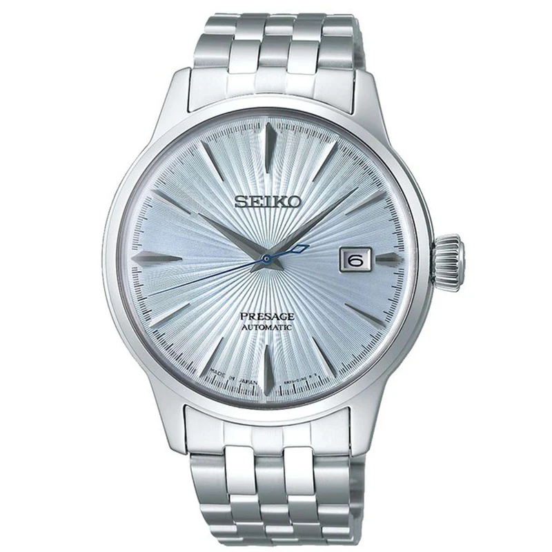 Seiko Presage Cocktail Time 'Skydiving' Automatic Light Blue Dial Silver Stainless Steel Men's Watch SRPE19J1