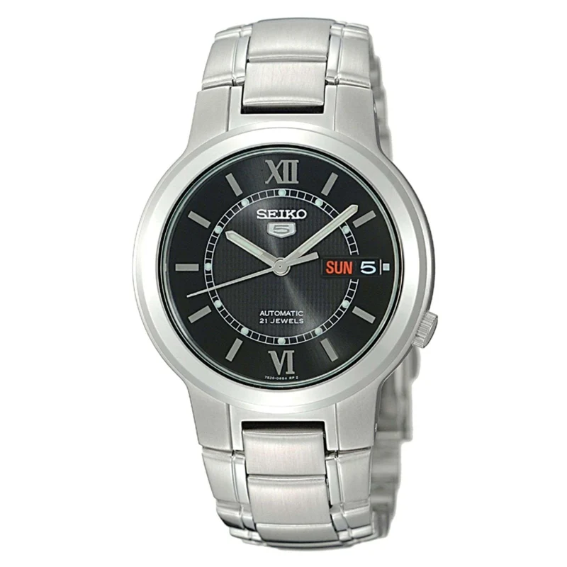 Seiko 5 Automatic Black Dial Stainless Steel Bracelet Men's Watch SNKA23K1