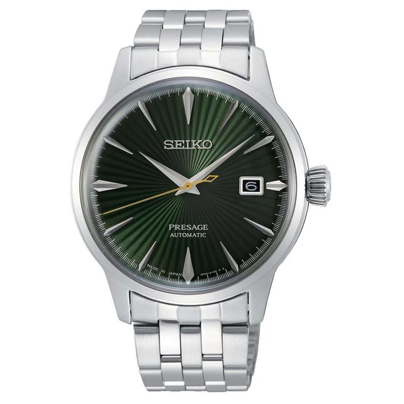 Seiko Presage Cocktail Time 'Mockingbird' Automatic Green Dial Silver Stainless Steel Men's Watch SRPE15J1