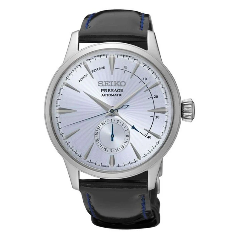 Seiko Presage Cocktail Time Automatic Silver Dial Black Leather Strap Men's Watch SSA343J1