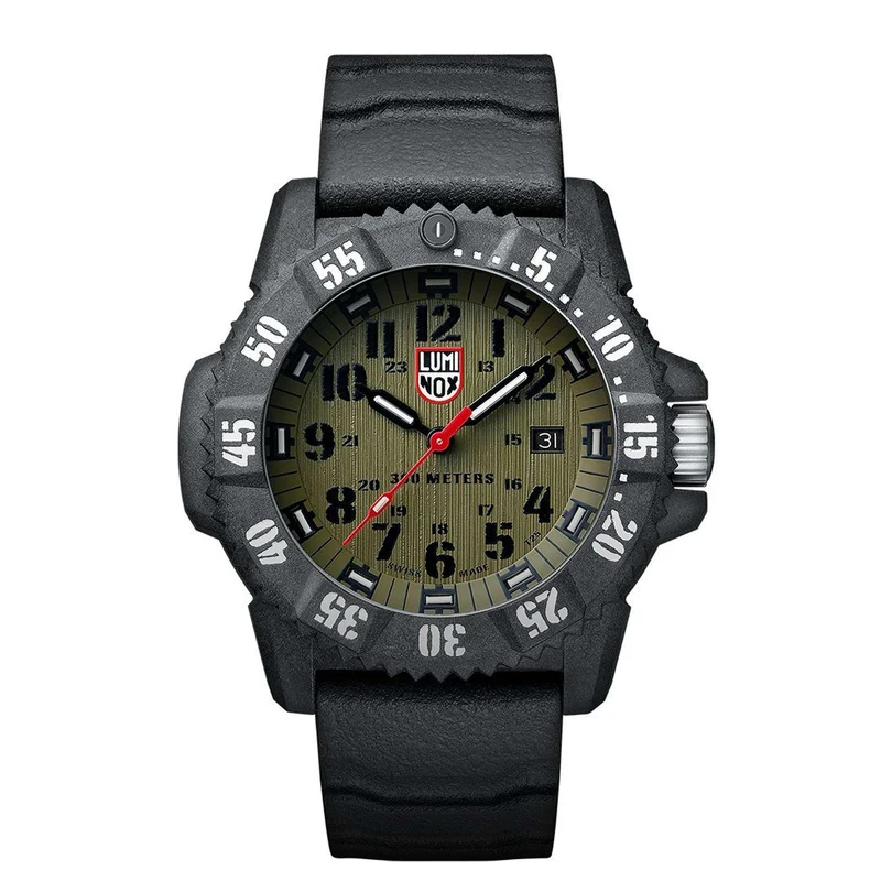 Luminox Master Carbon SEAL Quartz Green Dial Black Rubber Strap Men's Watch XS.3813