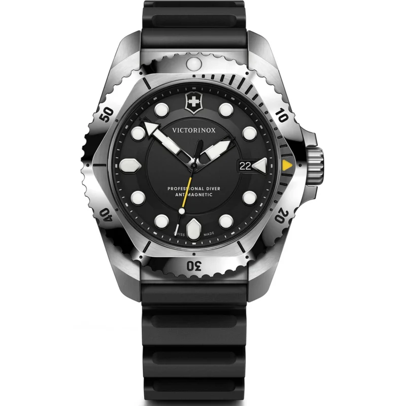 Victorinox Dive Pro 43mm Black Dial Rubber Mens Quartz Watch 241990