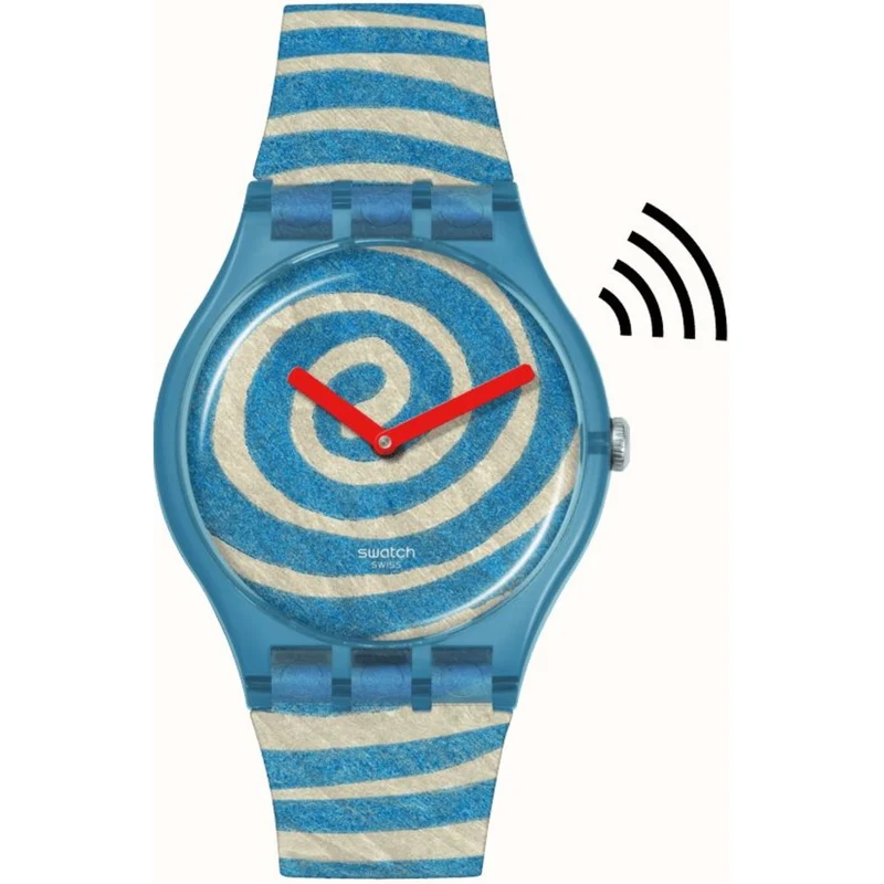 Swatch "Bourgeois's Spirals Pay!" Art Journey Collection - Blue Dial Silicone Strap Watch SVIZ105C-5300