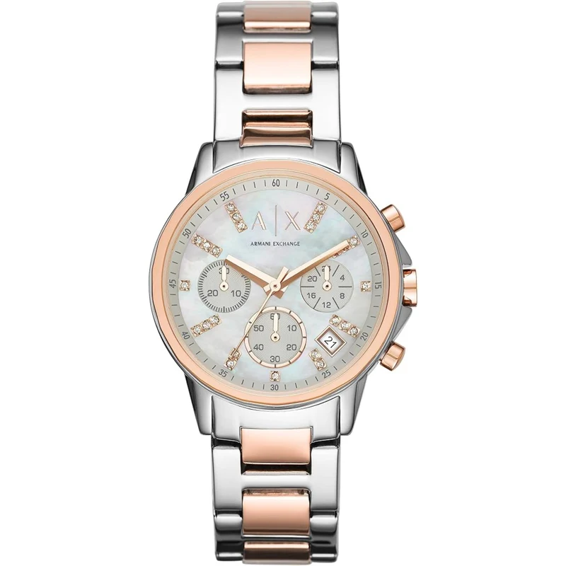 Armani Exchange Zirconia 36mm Chronograph Silver Dial Ladies Quartz Watch AX4331
