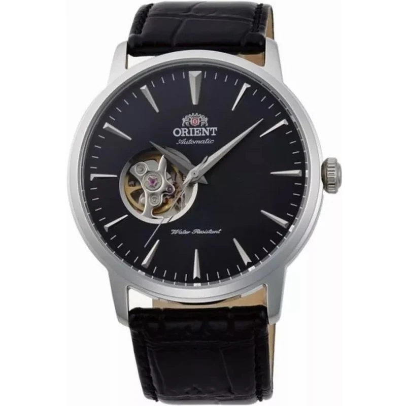 Orient Contemporary 41mm Open Heart Black Dial Leather Mens Automatic Watch TAG02004B0
