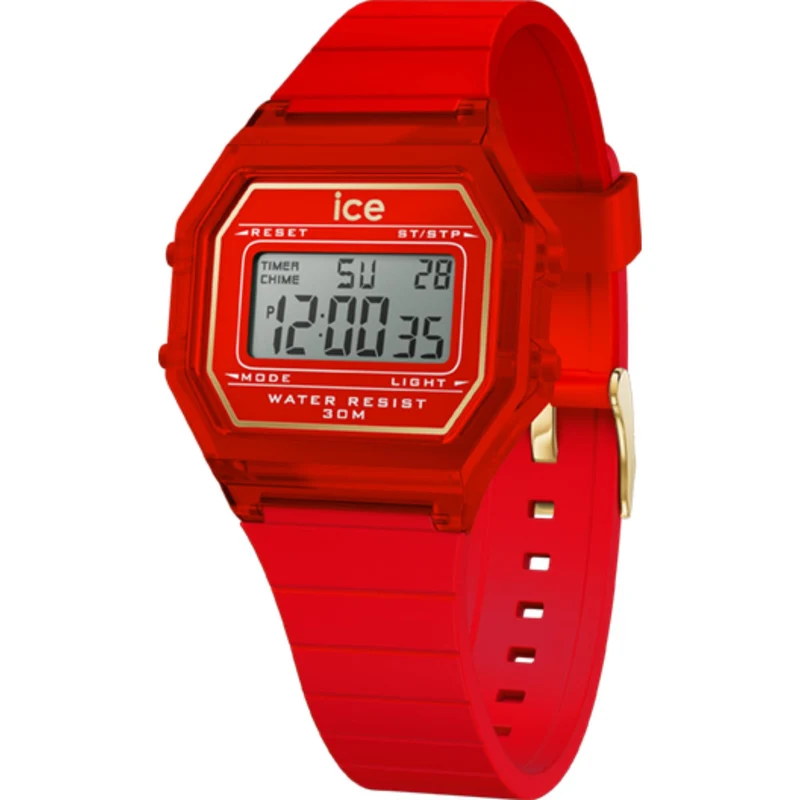 ICE Digit Retro Red Passion Clear Silicone Strap Digital Men’s Watch 022885