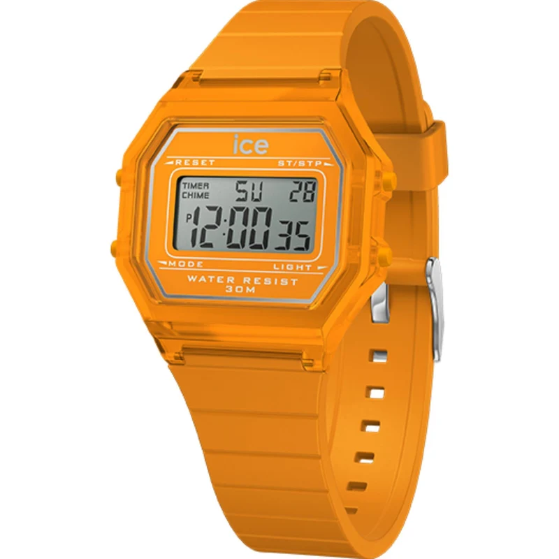 ICE Digit Retro Neon Orange Clear Silicone Strap Digital Men’s Watch 022886