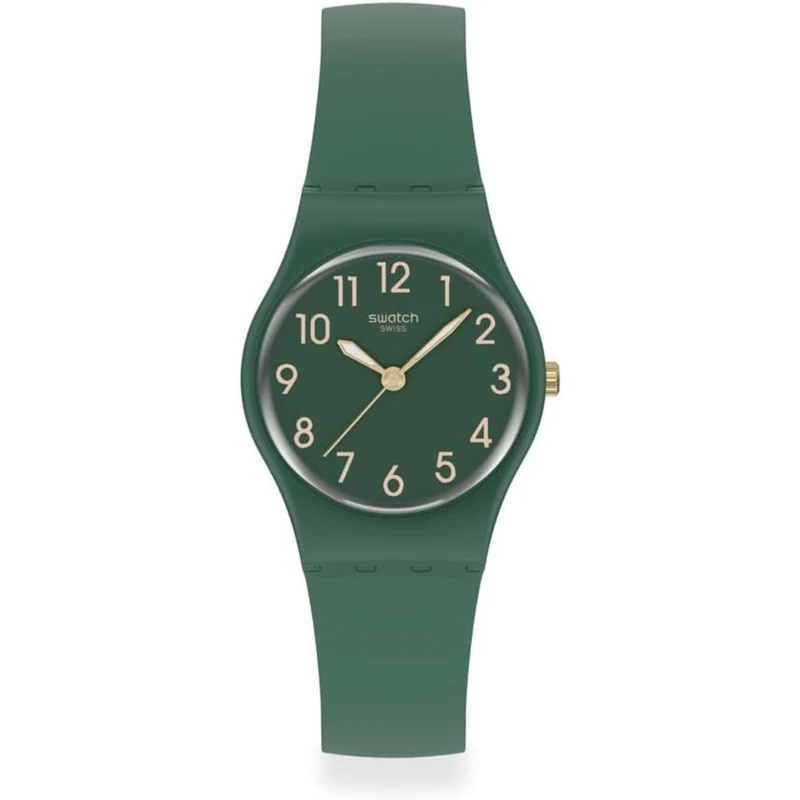 Swatch NOTES OF PECAN Quartz Green Dial Biosourced Strap Watch LG130