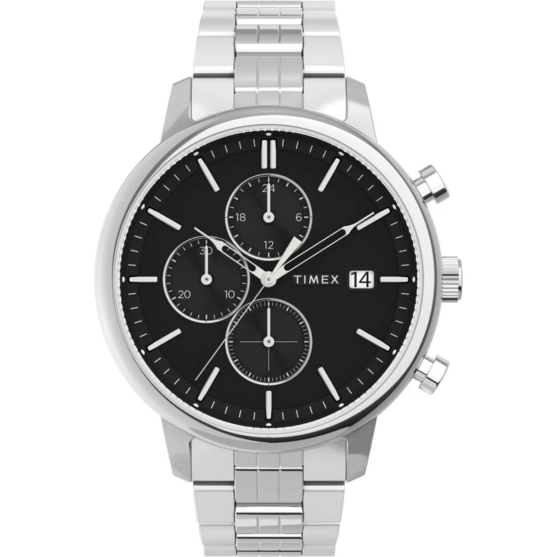Timex Chicago 45mm Chronograph Black Dial Steel Mens Quartz Watch TW2V01600