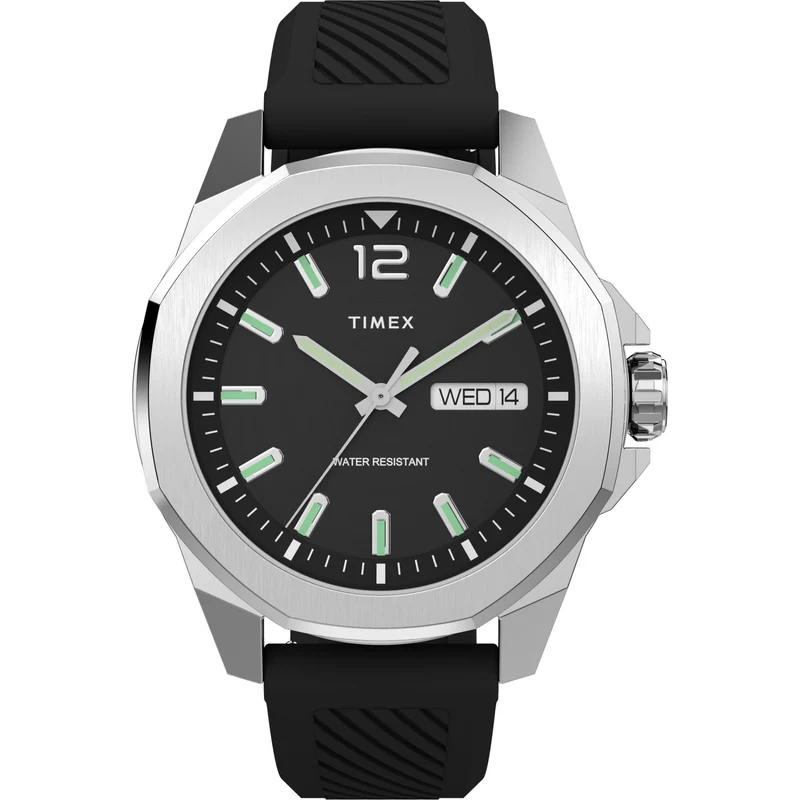 Timex Essex 46mm Black Dial Silicone Mens Quartz Watch TW2W42900