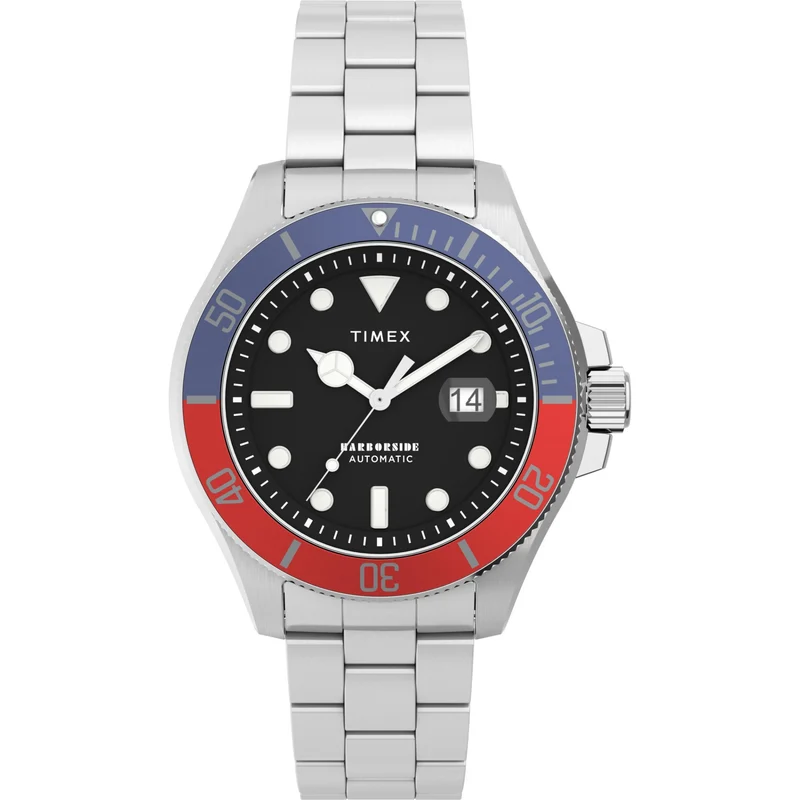 Timex Harborside Coast 43mm Blue Dial Steel Mens Automatic Watch TW2V72100