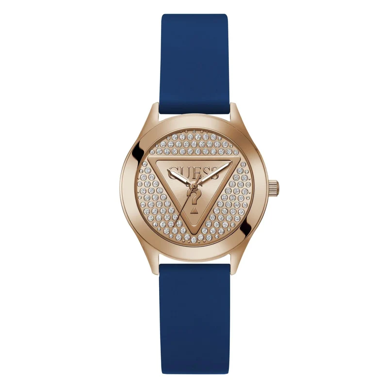 GUESS Analog Rose Gold Dial Silicone Strap Women's Watch GW0745L4