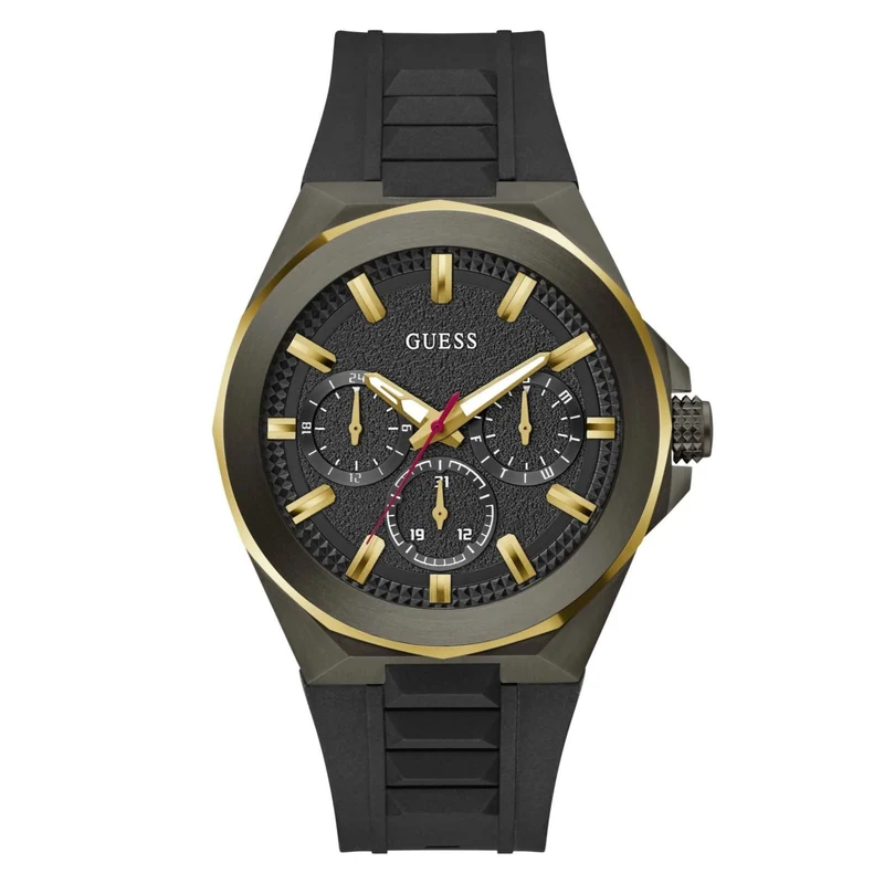 GUESS Multifunction Quartz Analogue Black Dial Silicone Strap Men’s Watch GW0799G1