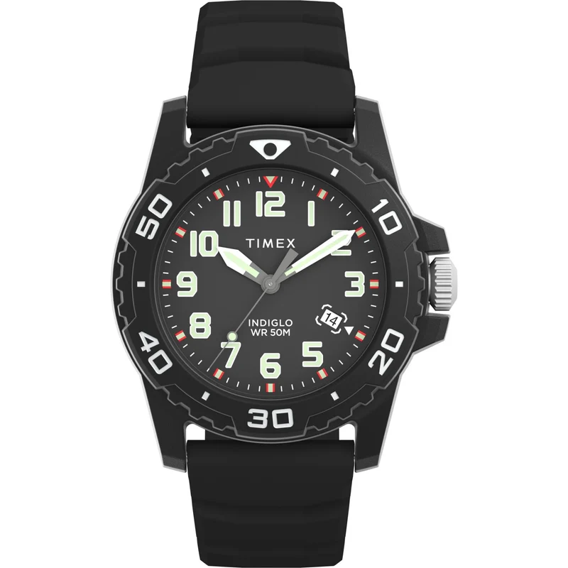 Timex Main Street 42mm Black Dial Rubber Mens Quartz Watch TW5M61200