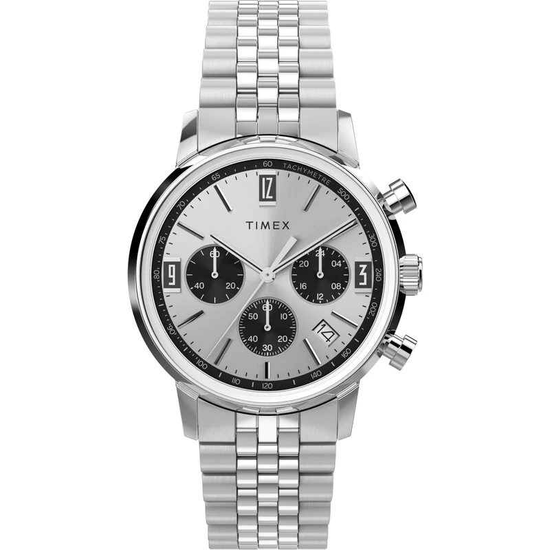Timex Marlin 40mm Chronograph Silver Dial Steel Mens Quartz Watch TW2W10400