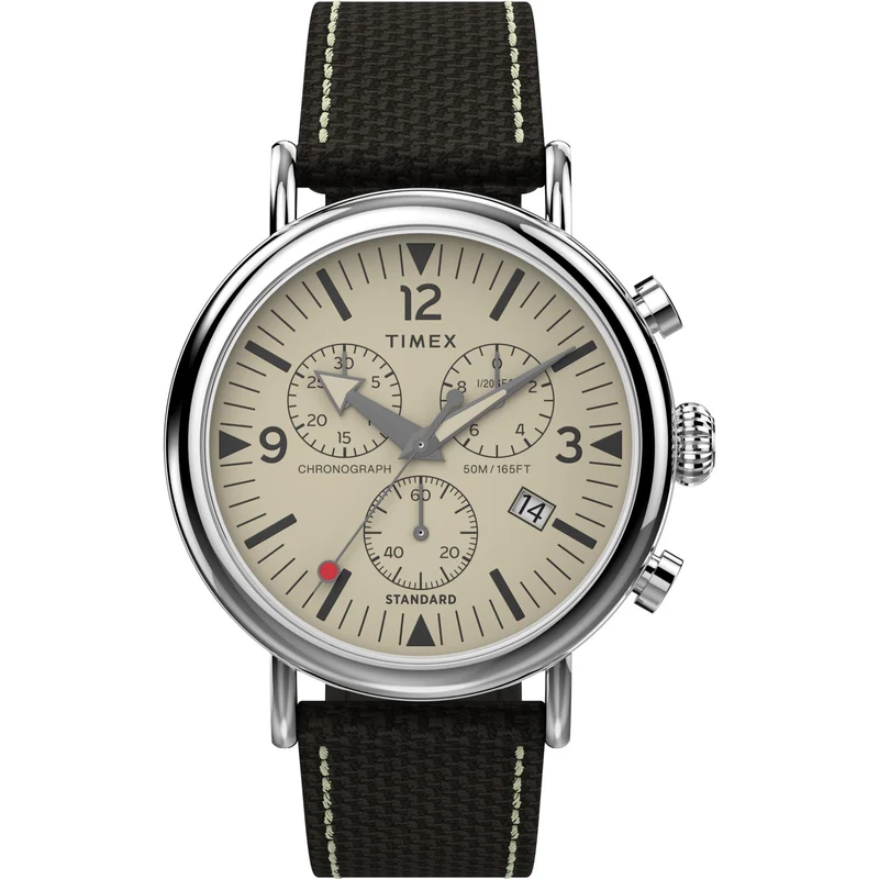 Timex Waterbury 41mm Chronograph Cream Dial Fabric Mens Quartz Watch TW2V43800