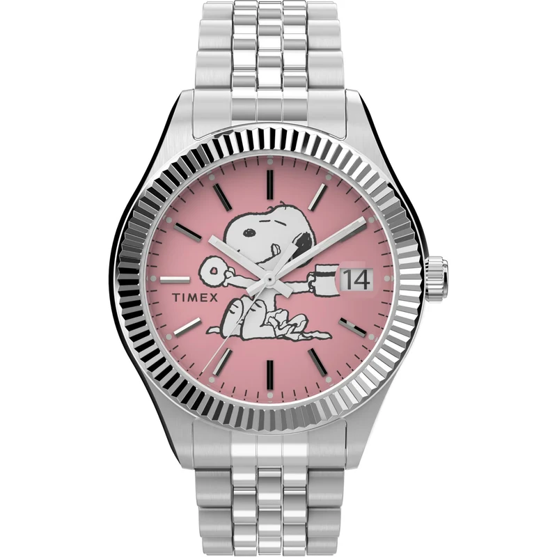 Timex Peanuts 36mm Pink Dial Steel Ladies Quartz Watch TW2V47400