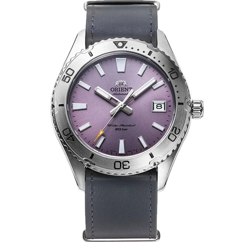 Orient Mako 40mm Lilac Dial Leather Mens Automatic Watch RA-AC0Q07V30B