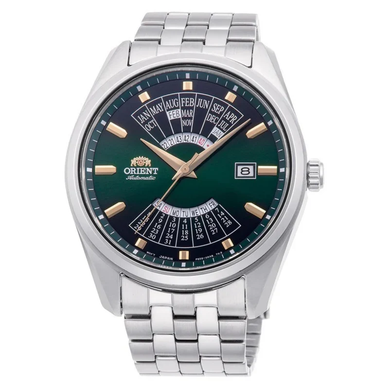 Orient Multi-Year Calendar 43.5mm Green Dial Steel Mens Mechanical Watch RA-BA0002E30B