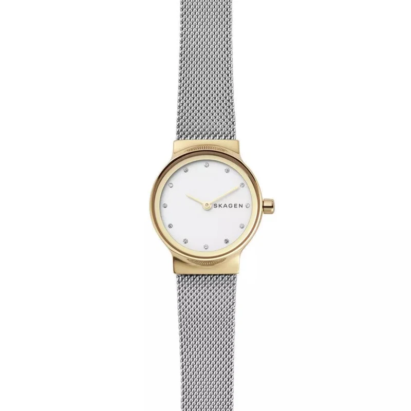 Skagen Freja Lille Two-Tone Steel Mesh White Silver Dial Ladies Watch SKW2666