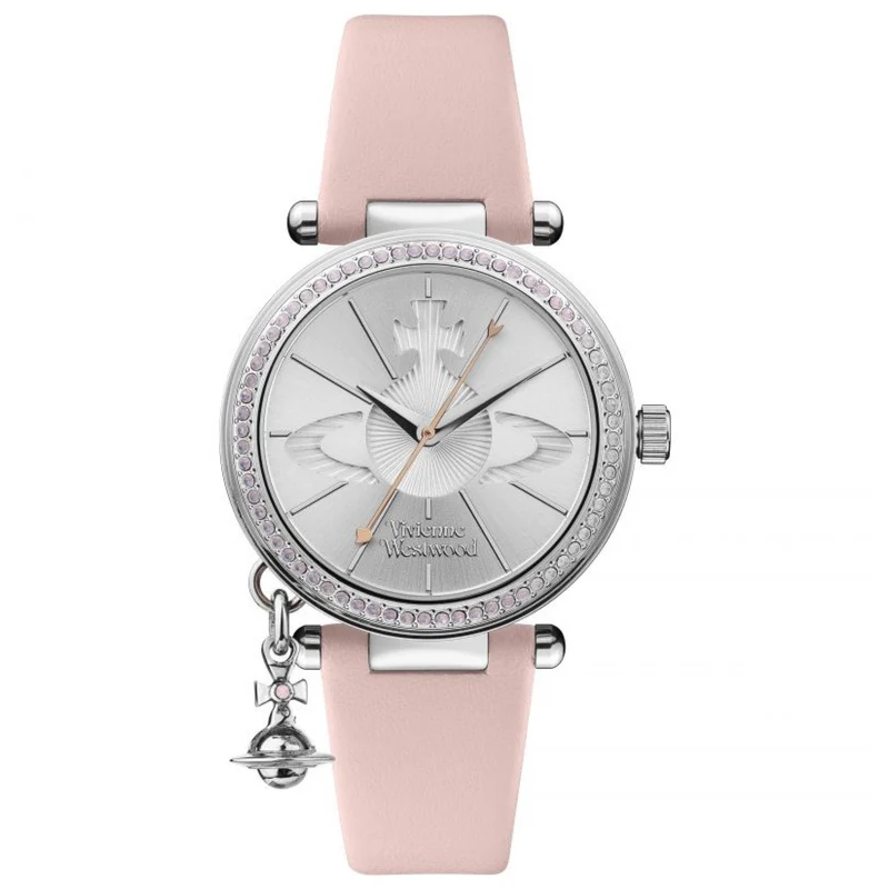 Vivienne Westwood Orb Pastelle 32mm Silver Dial Leather Ladies Quartz Watch VV006SLPK