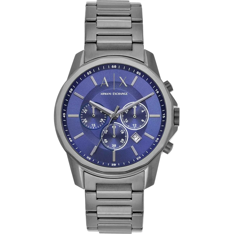 Armani Exchange Banks 44mm Chronograph Blue Dial Steel Mens Quartz Watch AX1731