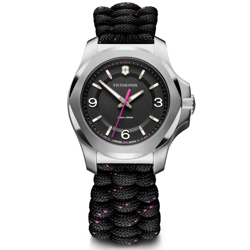Victorinox I.N.O.X. 37mm Black Dial Paracord Ladies Quartz Watch 241918