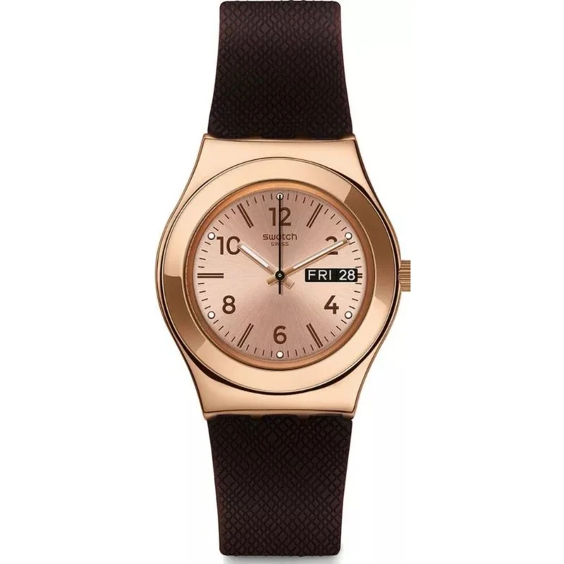Swatch Irony Medium ‘BROWNEE’ Silicone Quartz Watch YLG701
