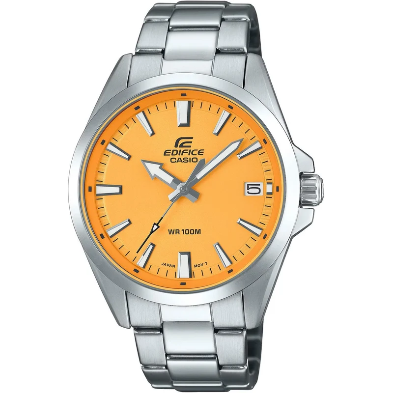 Casio Edifice Quartz Orange Dial Steel Strap Watch FV-100D-9AVUEF