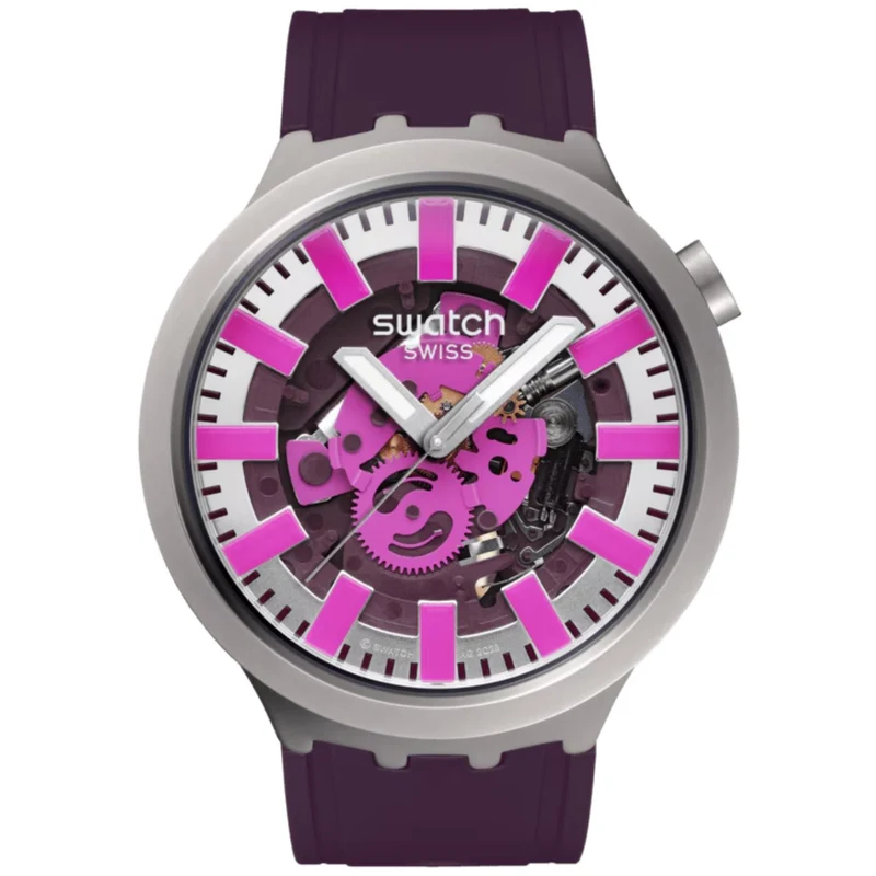 Swatch Audacious Acai Grey Dial Rubber Watch SB07S120