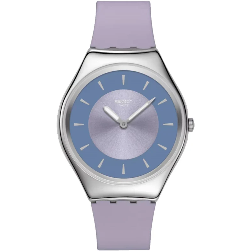 Swatch Lyrically Lavender Purple Dial Silicone Strap Watch SYXS157