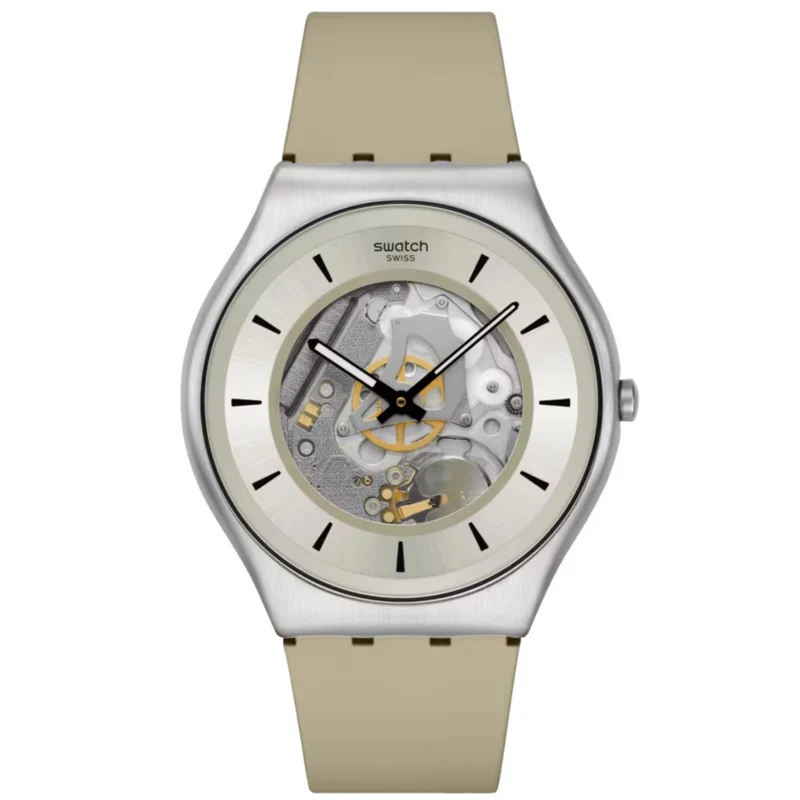 Swatch Quartzicle Grey Dial Silicone Strap Watch SS07S145